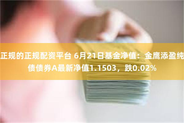 正规的正规配资平台 6月21日基金净值：金鹰添盈纯债债券A最新净值1.1503，跌0.02%